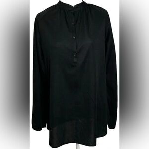Vintage M Graff Californiawear Black Half Button Blouse